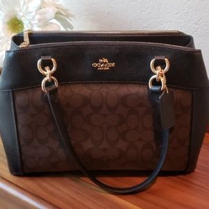 Coach Leather and Canvas Signature Satchel Bag